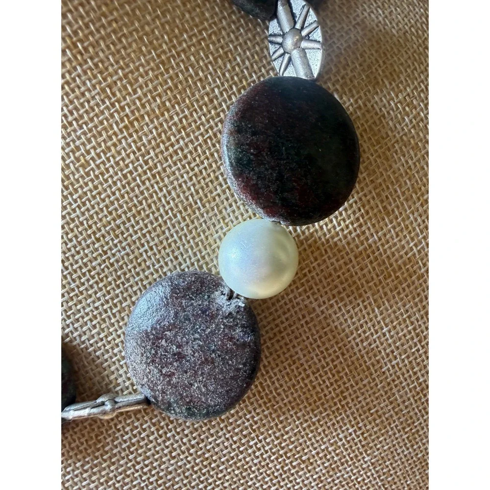 Boho Chunky Stone Faux‎ Pearl Southwestern Toggle Necklace Unbranded